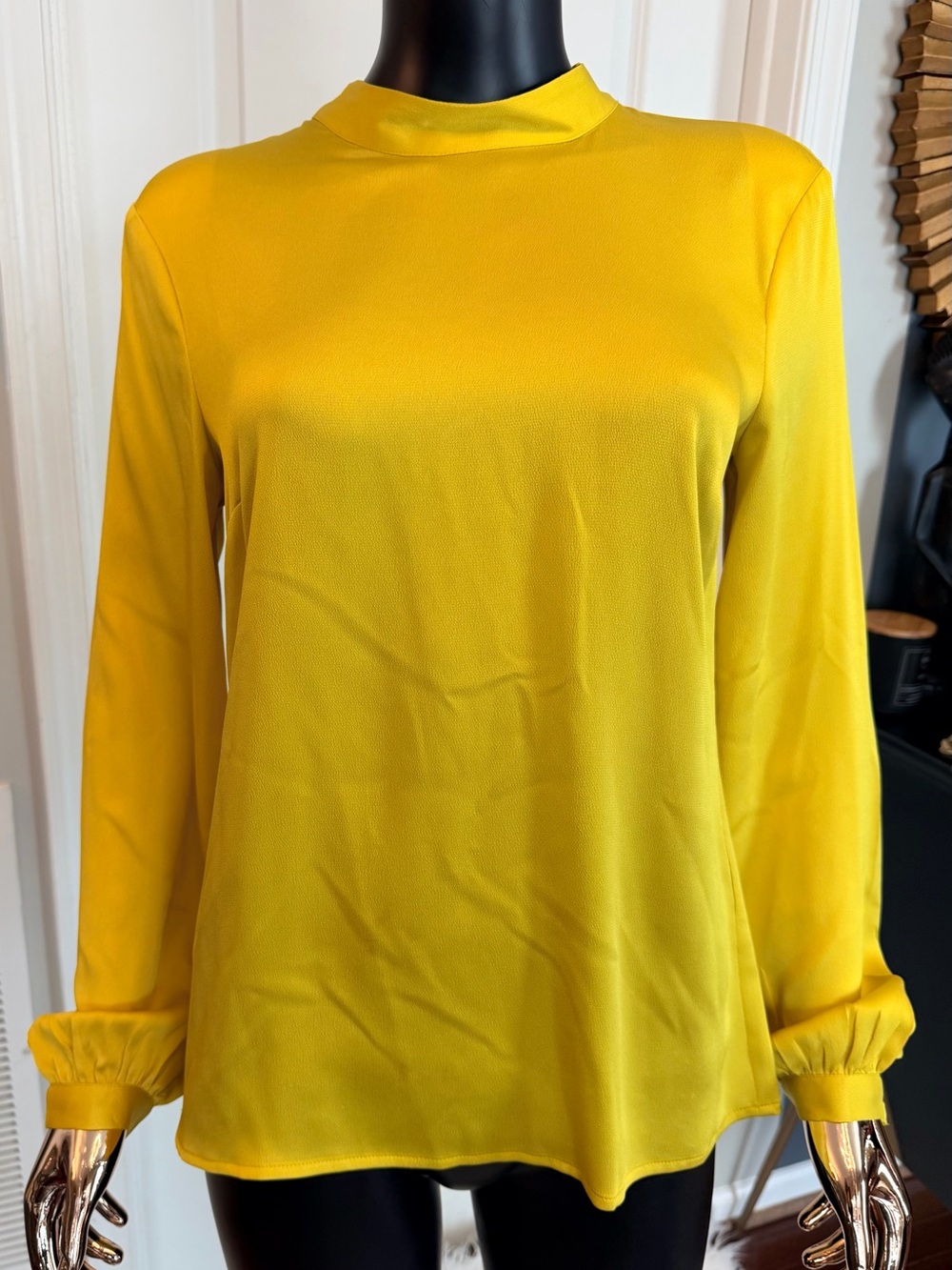 Banana Republic Bright Yellow Mock-Neck Long Sleeve Blouse